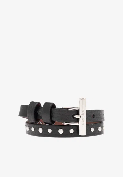Alexander Mcqueen Studded Leather Bracelet In Black