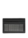 Alexander Mcqueen Black Card-holder With Silver-finished Studs In Leather Man
