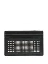 Alexander Mcqueen Black Card-holder With Silver-finished Studs In Leather Man In Black