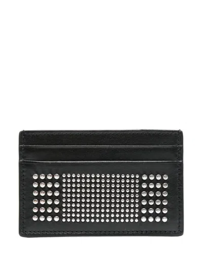 Alexander Mcqueen Studded Leather Card Case In Black
