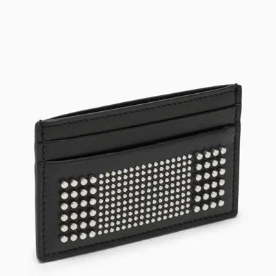 ALEXANDER MCQUEEN STUDDED LEATHER CARD CASE IN BLACK FOR MEN