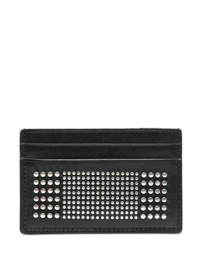 Alexander Mcqueen Studded Leather Card Holder In Black