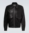 Alexander Mcqueen Studded Leather Aviator Jacket In Black