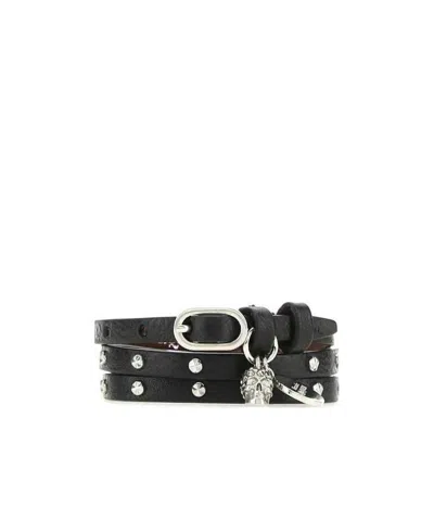 Alexander Mcqueen Studded Multi-wrap Bracelet In Black