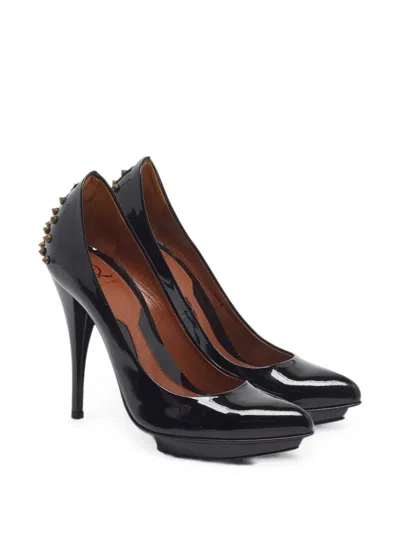Pre-owned Alexander Mcqueen Studded Pointed-toe Pumps In Black