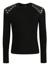 Alexander Mcqueen Studded Shoulder Sweater In Black