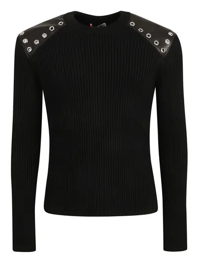 Alexander Mcqueen Studded Shoulder Sweater In Black