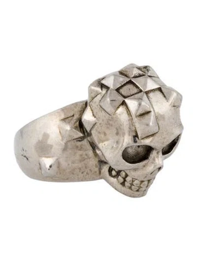 Pre-owned Alexander Mcqueen Studded Skull Cocktail Ring In Multi
