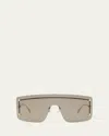 Alexander Mcqueen Studded Zinc Alloy Shield Sunglasses In Gold