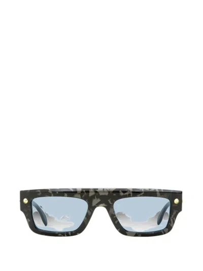 Alexander Mcqueen Stud-embellished Rectangle-frame Sunglasses In Brown
