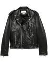 Alexander Mcqueen Leather Jacket With Belted Waist And Epaulettes In Black