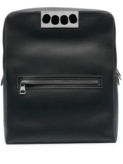 Alexander Mcqueen Signature-handle Leather Backpack In Black