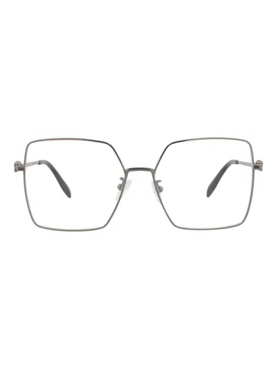 Alexander Mcqueen Stylish Metal Square/rectangle Womens Optical Frames In Metallic