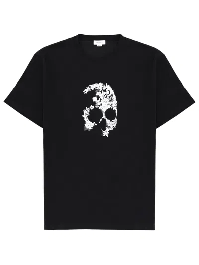 Alexander Mcqueen Crew Neck Graphic Print Short Sleeve T Shirt In Black