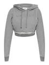 Alexander Mcqueen Logo Embroidered Hooded Sweatshirt In Grey