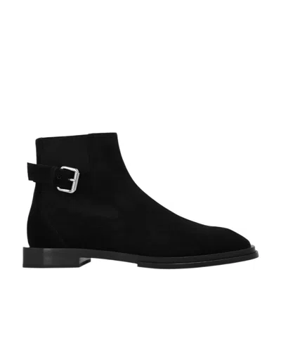 Alexander Mcqueen Suede Ankle Boots In Black