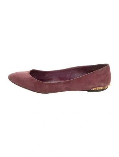 Pre-owned Alexander Mcqueen Suede Ballet Flats In Burgundy