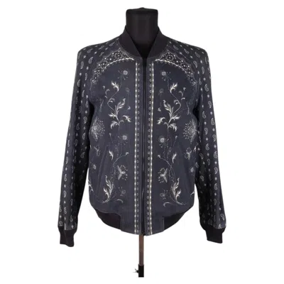 Pre-owned Alexander Mcqueen Suede Bomber Jacket, Size 48 In Black