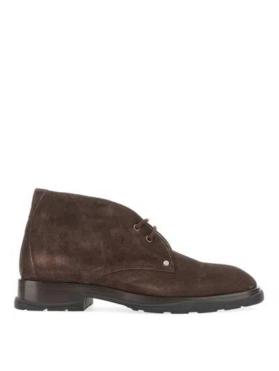 Alexander Mcqueen Suede Boot In Brown