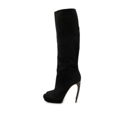 Alexander Mcqueen Suede Boots In Black