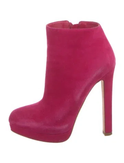 Pre-owned Alexander Mcqueen Suede Boots In Pink