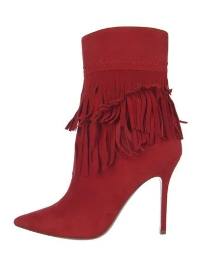 Pre-owned Alexander Mcqueen Suede Boots In Red