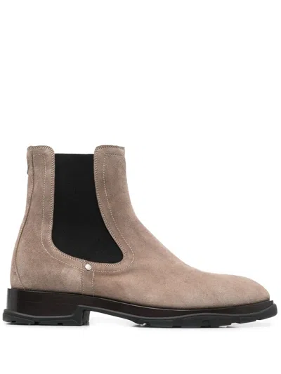Alexander Mcqueen Suede Chelsea Boots In Neutrals