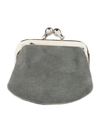 Pre-owned Alexander Mcqueen Suede Coin Pouch In Gray