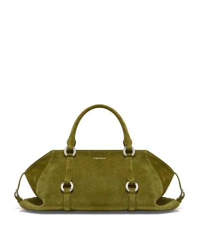 Alexander Mcqueen Suede Farringdon Top-handle Bag In Green