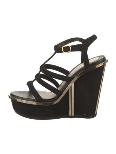 Pre-owned Alexander Mcqueen Suede Gladiator Sandals In Black