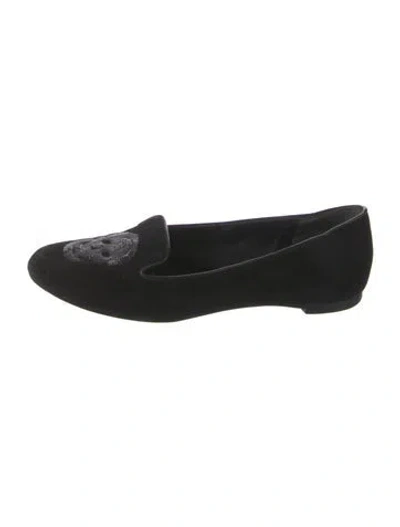 Pre-owned Alexander Mcqueen Suede Graphic Print Loafers In Black