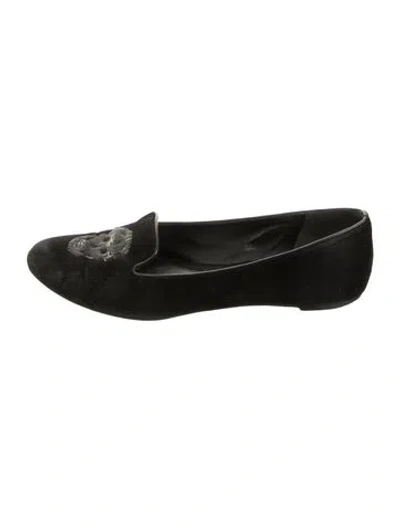 Pre-owned Alexander Mcqueen Suede Graphic Print Loafers In Black/green