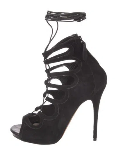 Pre-owned Alexander Mcqueen Suede Lace-up Boots In Black