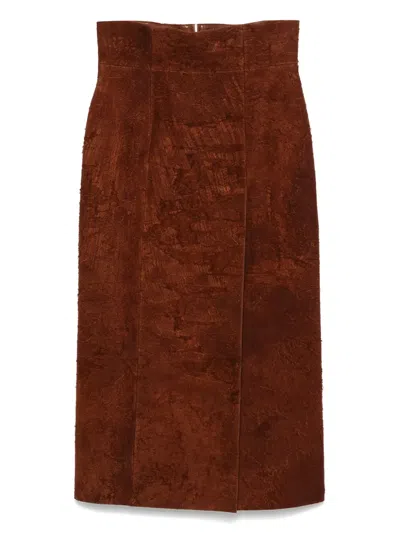 ALEXANDER MCQUEEN SUEDE MIDI SKIRT