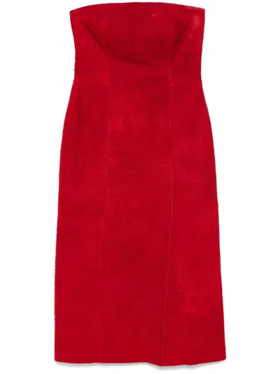 Alexander Mcqueen Suede Mini Dress In Red