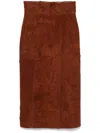 Alexander Mcqueen Suede Pencil Skirt In Brown