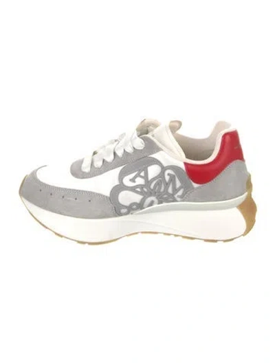 Pre-owned Alexander Mcqueen Suede Printed Chunky Sneakers In White