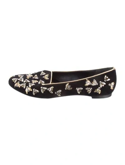 Pre-owned Alexander Mcqueen Suede Printed Flats In Black
