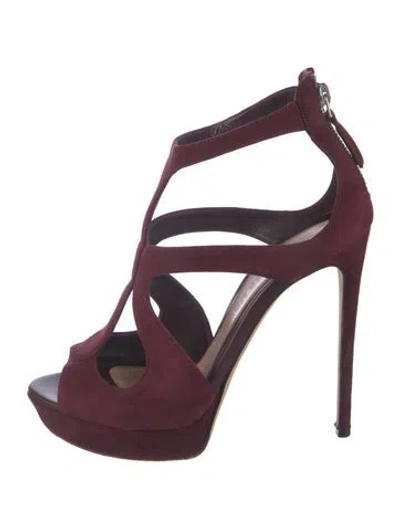 Pre-owned Alexander Mcqueen Suede Pumps In Burgundy