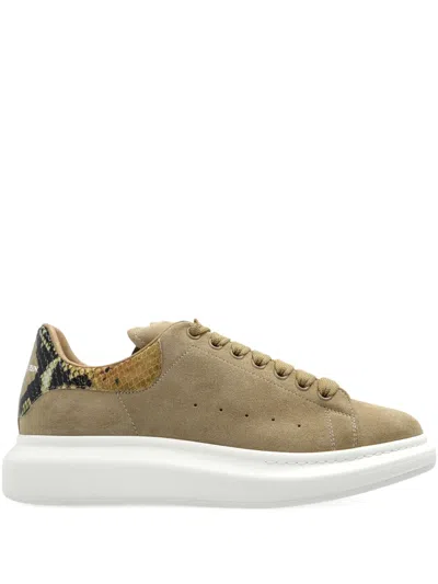 Alexander Mcqueen Suede Snake-detail Trainers In Neutral