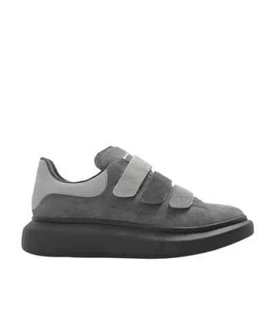 Alexander Mcqueen Suede Touch-strap Sneakers In Gray