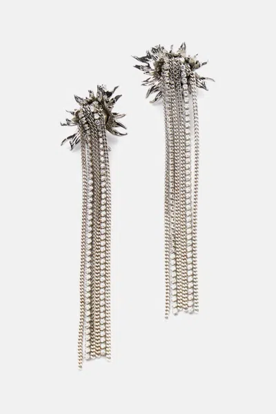 Alexander Mcqueen Sunflower Earrings In Metallic