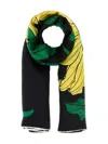 Alexander Mcqueen Floral Print Silk Scarf In Rectangular Shape In Multi