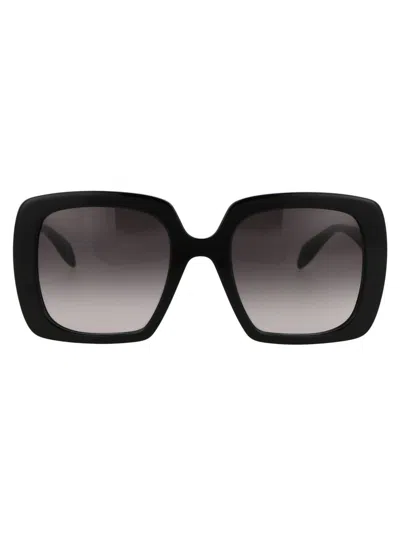Alexander Mcqueen Am0378s Sunglasses In 001 Black Black Grey
