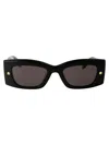 Alexander Mcqueen Womens Black-black-smoke Am0426s Rectangular-frame Recycled-acetate Sunglasses In 001 Black Black Grey