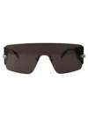 Alexander Mcqueen Oversize Shield-frame Sunglasses In 001 Ruthenium Ruthenium Grey