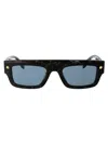 Alexander Mcqueen Marble-pattern Square-frame Sunglasses In 003 Havana Havana Blue