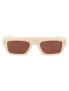 Alexander Mcqueen Spike Studs Contemporary Square Frame Tinted Sunglasses In 004 Ivory Ivory Brown