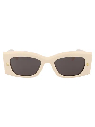 Alexander Mcqueen Sunglasses In 005 Ivory Ivory Grey
