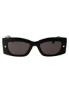 Alexander Mcqueen Womens Black-black-smoke Am0426s Rectangular-frame Recycled-acetate Sunglasses